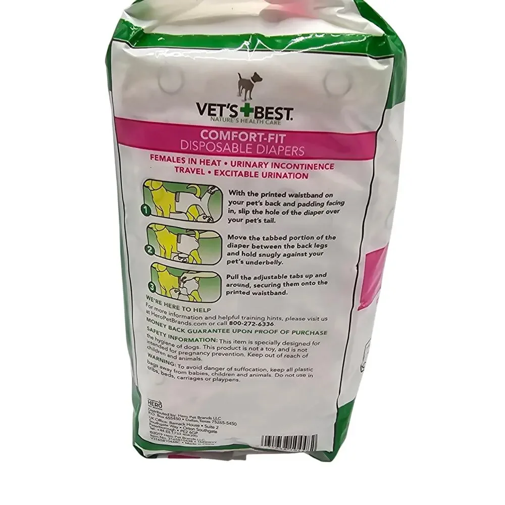 Vet's Best Comfort Fit Disposable Diapers 12 Count Large/XL